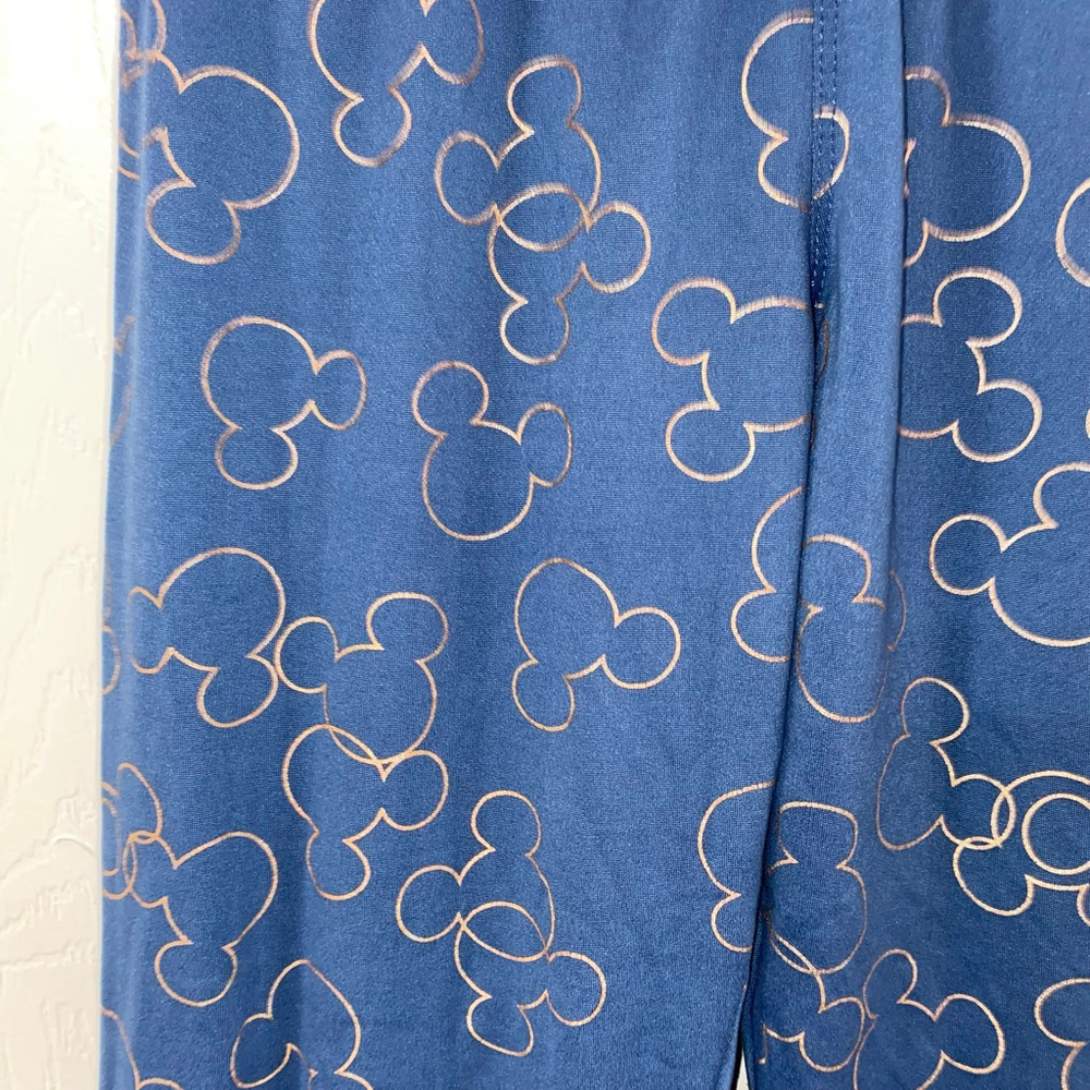 Girl’s Disney World Mickey Mouse Print Leggings Blue/Gold Size L - Picture 4 of 4